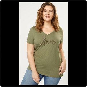 Lane Bryant Beaded Love Graphic Tee. NWT